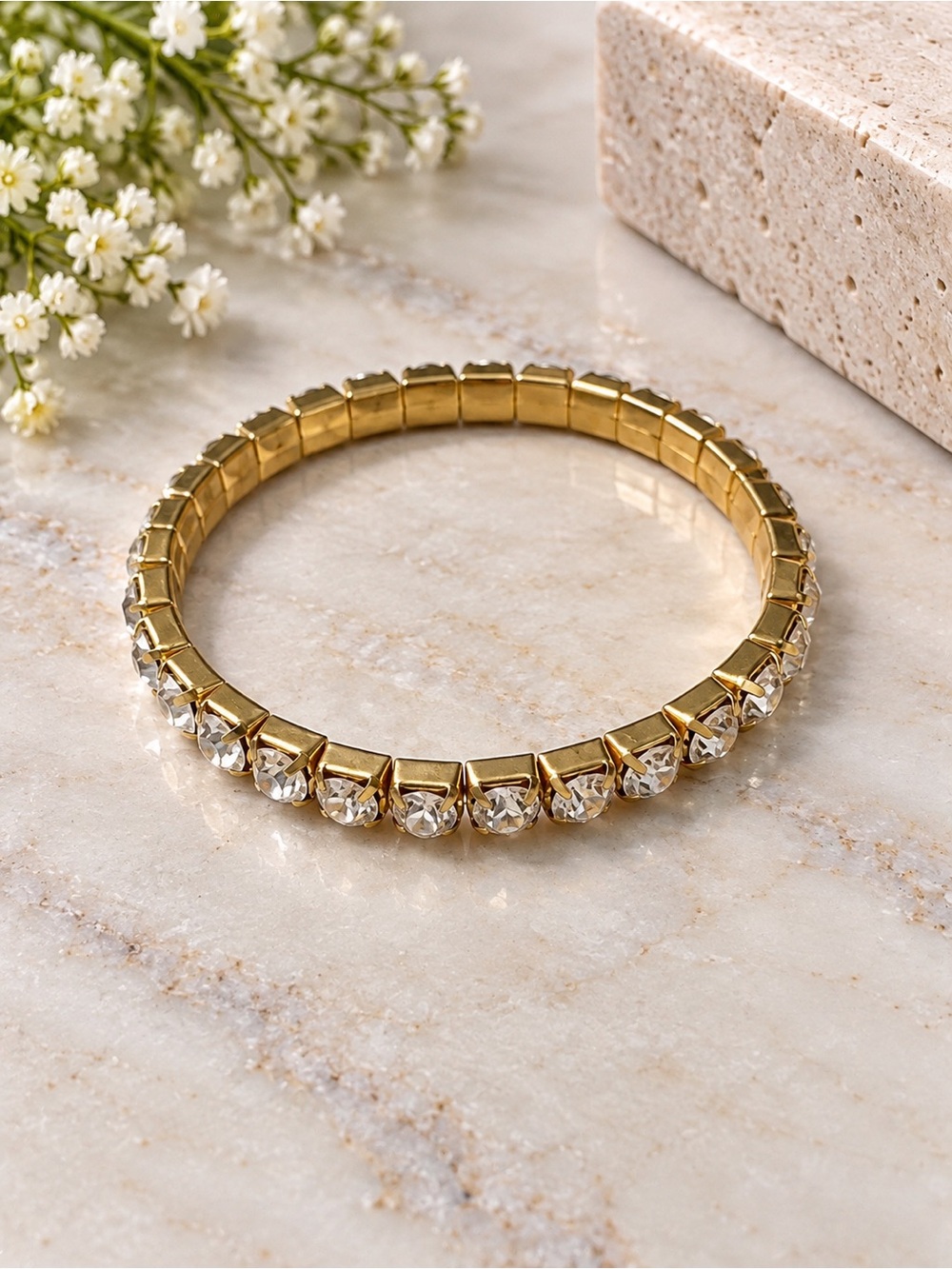 Gold Crystal Stretch Bracelet - Women Jewelry